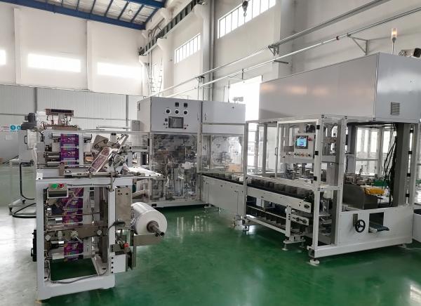 Quality Automatic Control Sanitary Pad Packaging Making Machine 380 V 3 Phase Low Noise for sale