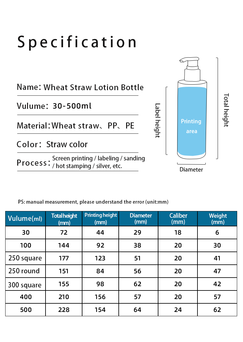 Wheat Straw Base Material Flip Top Cap Bottle for Customized Lotion Packaging