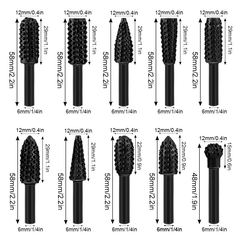 5 PCS/Set Wood Bits Grinding Woodworking Hand Tool Rotary Craft Files High Quality 1/4&quot; Shank Rotary Rasp File Rasp Burrs