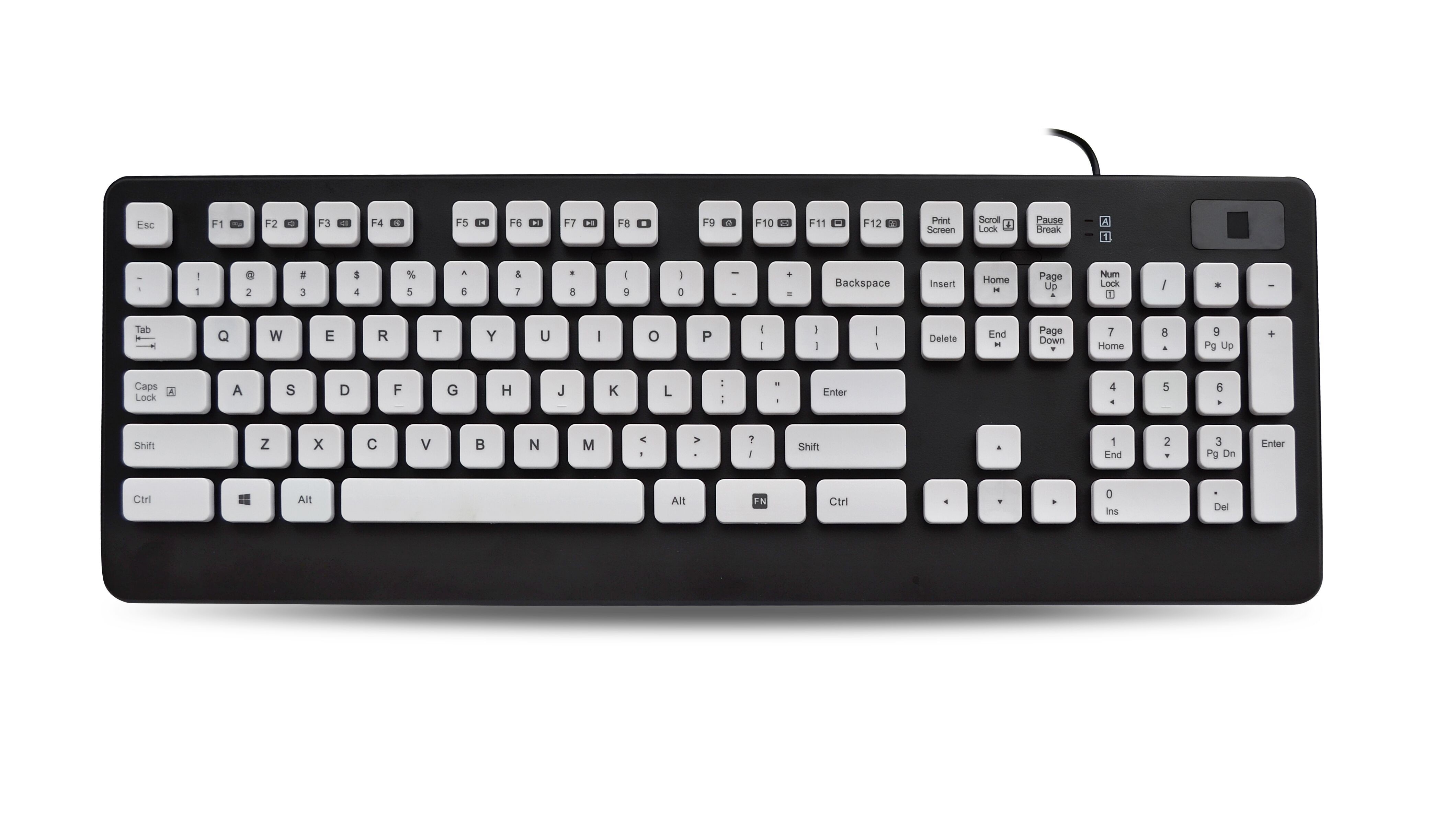 USB Plastic Keyboard With Fingerprint Reader Function Keys Multimedia Keys And Numeric Keys