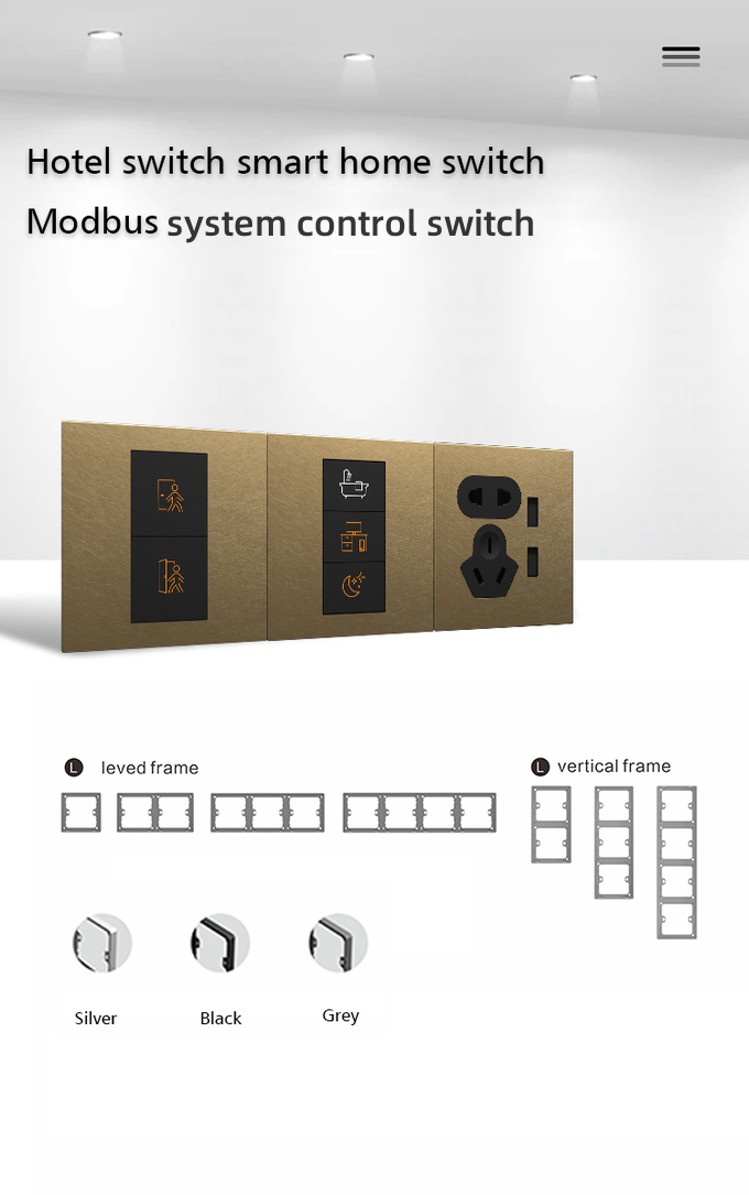 Modbus Wall Switch , Smart Home Light Switches 2 / 3 / 4 Keys