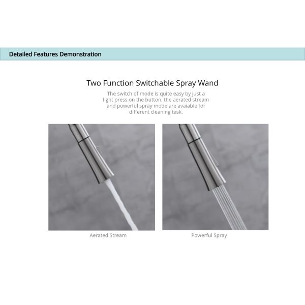 SUS304 Stainless Steel Pull Down Kitchen Faucet Goose Neck Mixer Tap HOMEKA