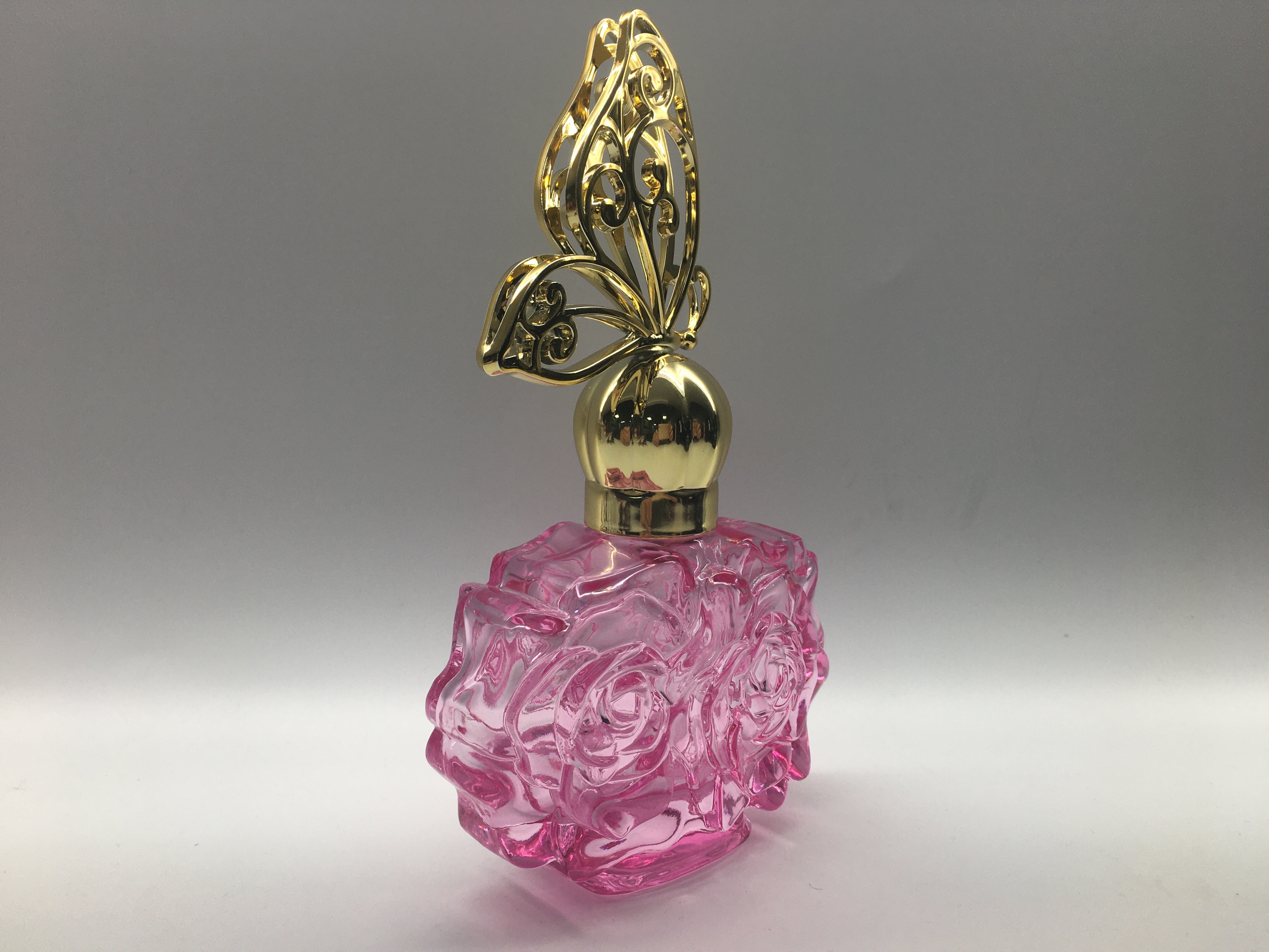 Flower Glass Perfume Bottle 30ml 50ml Sprayer Sealing Plastic Butterfly Cap