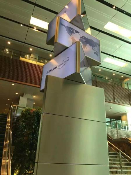 Quality 360 degree spinning Pole standing 3 face rolling led display outdoor for sale