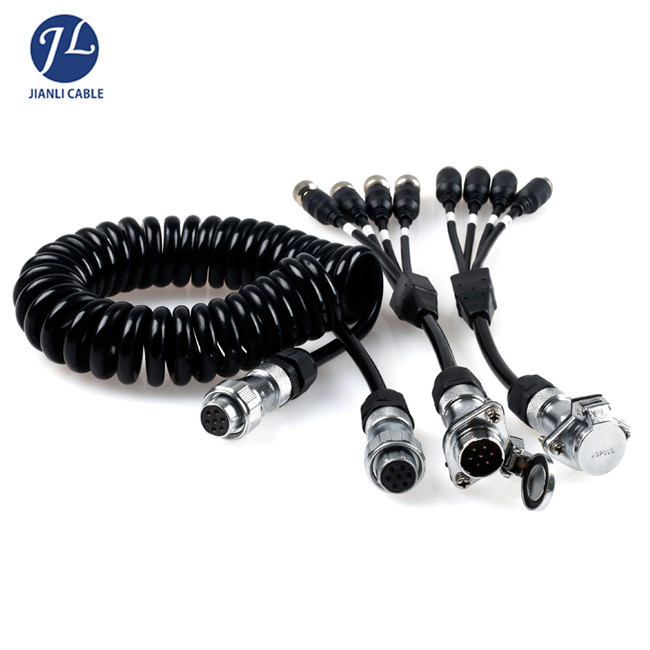 Vehicle CCTV Security Camera Extension Cable With 7 Pin Heavy Duty Connectors