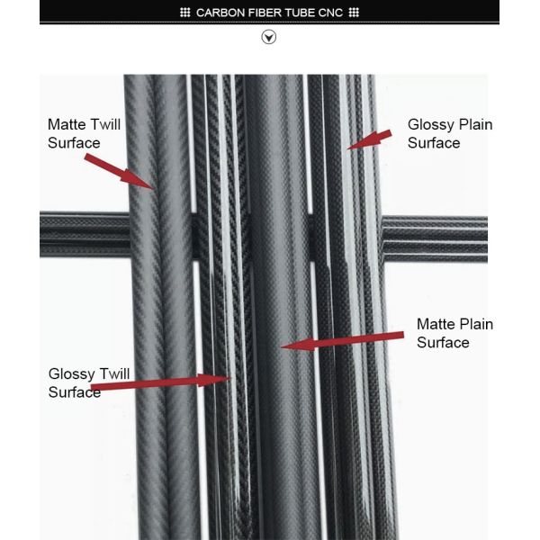 Twill Plain Matte Gloss High Modulus 3K Carbon Fiber Tube High Strength