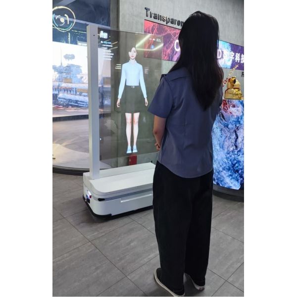 55 Inch Transparent OLED Mobile Advertising Robot with AI Voice Interaction