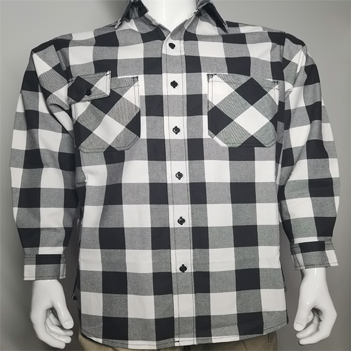 Yarn Dyed Twill FR Long Sleeve Button Down Shirts HRC2 Level 7.5oz