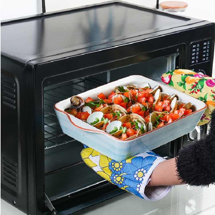 Rectangle Deep Ceramic Bakeware Sets Dish Oven Safe Nonstick For Home Kitchen