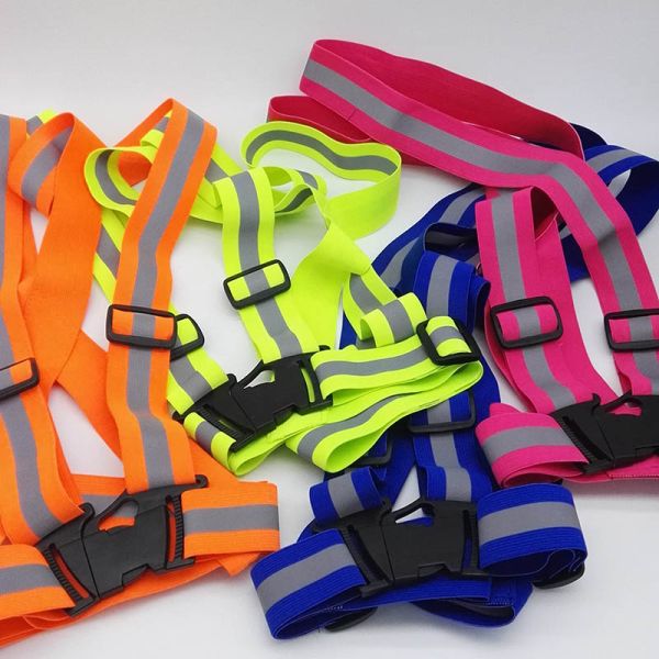 Fashion Motorcycle Bike Drivers Cyclists Fluorescent Reflective Strap Safety White Vest Belt Clothing