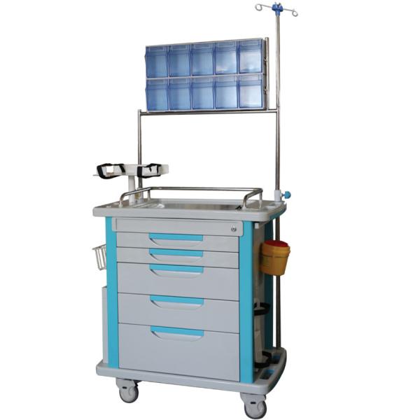 Quality Mobile Crash Anesthesia ABS Hospital Emergency Trolley for sale