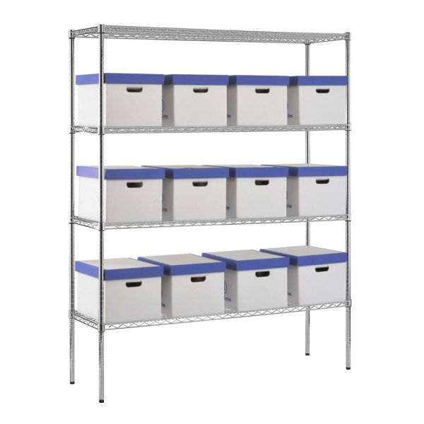 Small Chrome Finish Office Storage Racks / Adjustable Metal Shelving Unit