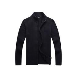 China 100% cotton Autumn Winter Zipper Sweater Mens Black Cardigan Sweater on sale