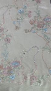 East Culture Leafy Sequin Floral Lace Fabric For Dressmaking Dinner Gowns Shining Fabric