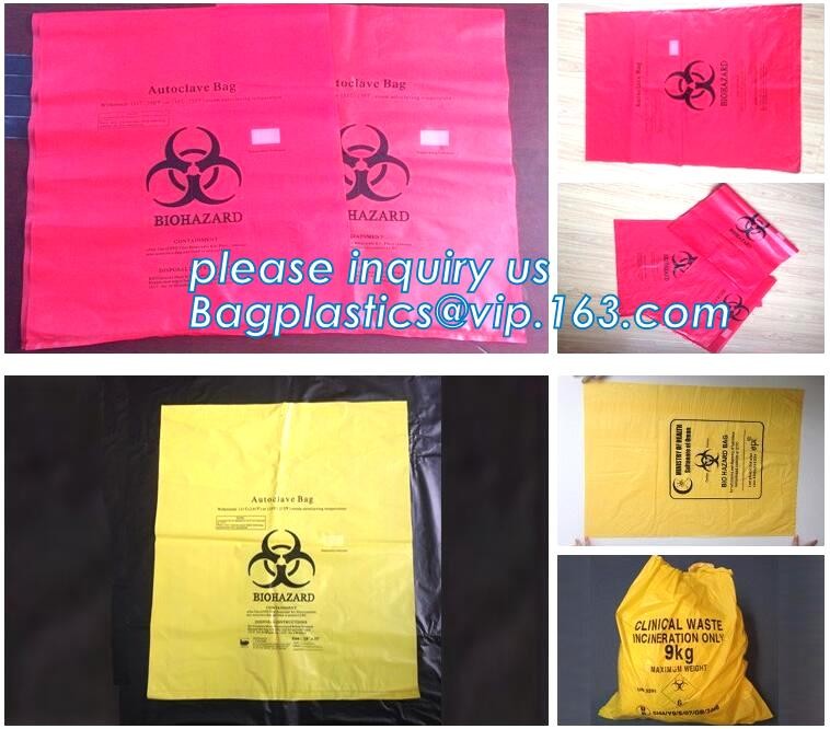 LDPE biohazard waste bin bags disposable medical autoclave bags, biohazard specimen bag plastic adhesive flat bag, bagea