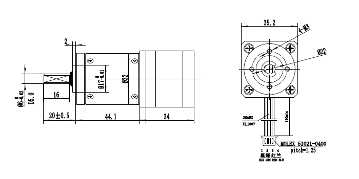 35mm NEMA14 2 Phase Holding Torque 1.2 g.cm 5V Geared Reduction Motor Stepping Motor With Gearbox for ​Textile Equipment