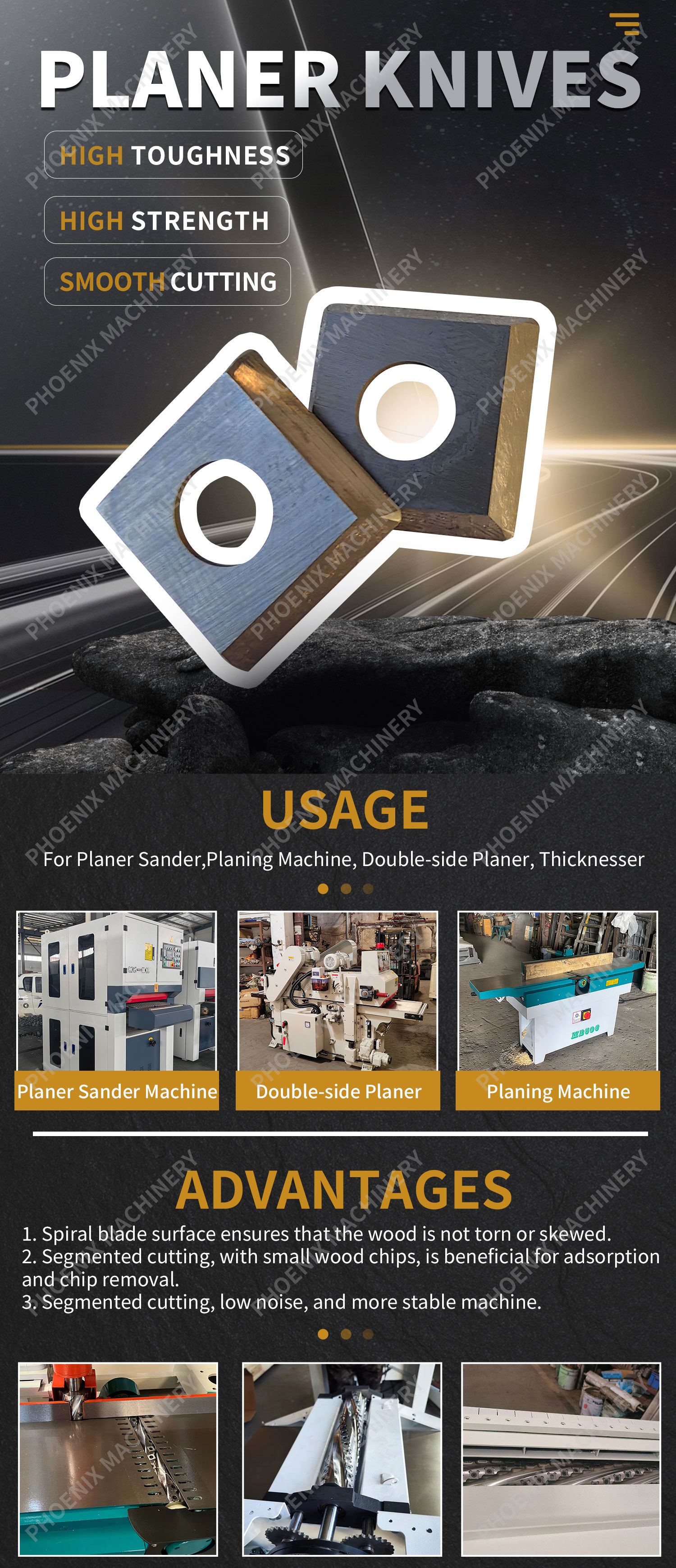 Video Technical Support After Service 15*15*2.5 Square Cutter Knives for Wood Cutting