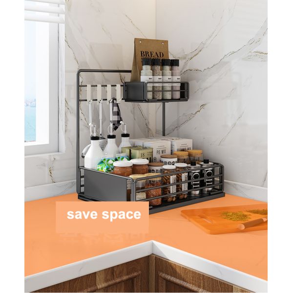 New C Metal Double-layer Home Multifunctional Storage Organizer Bathroom Storage Rack Drawdown Rack for Sink Cabinet