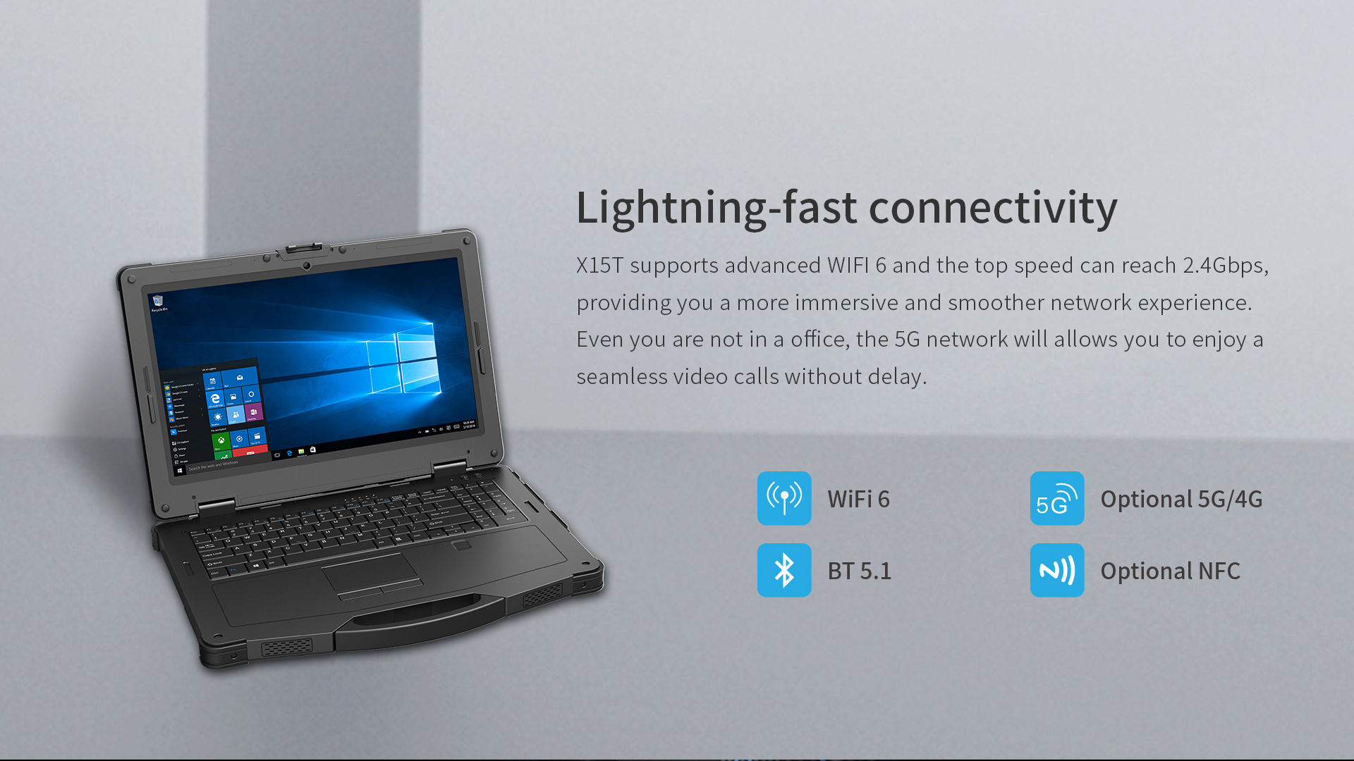 15.6inch Durable Industrial PC Rugged Laptop with 1TB Memory 5G NFC WiFi 6 750nits Intel Core i7/i5 Notebook
