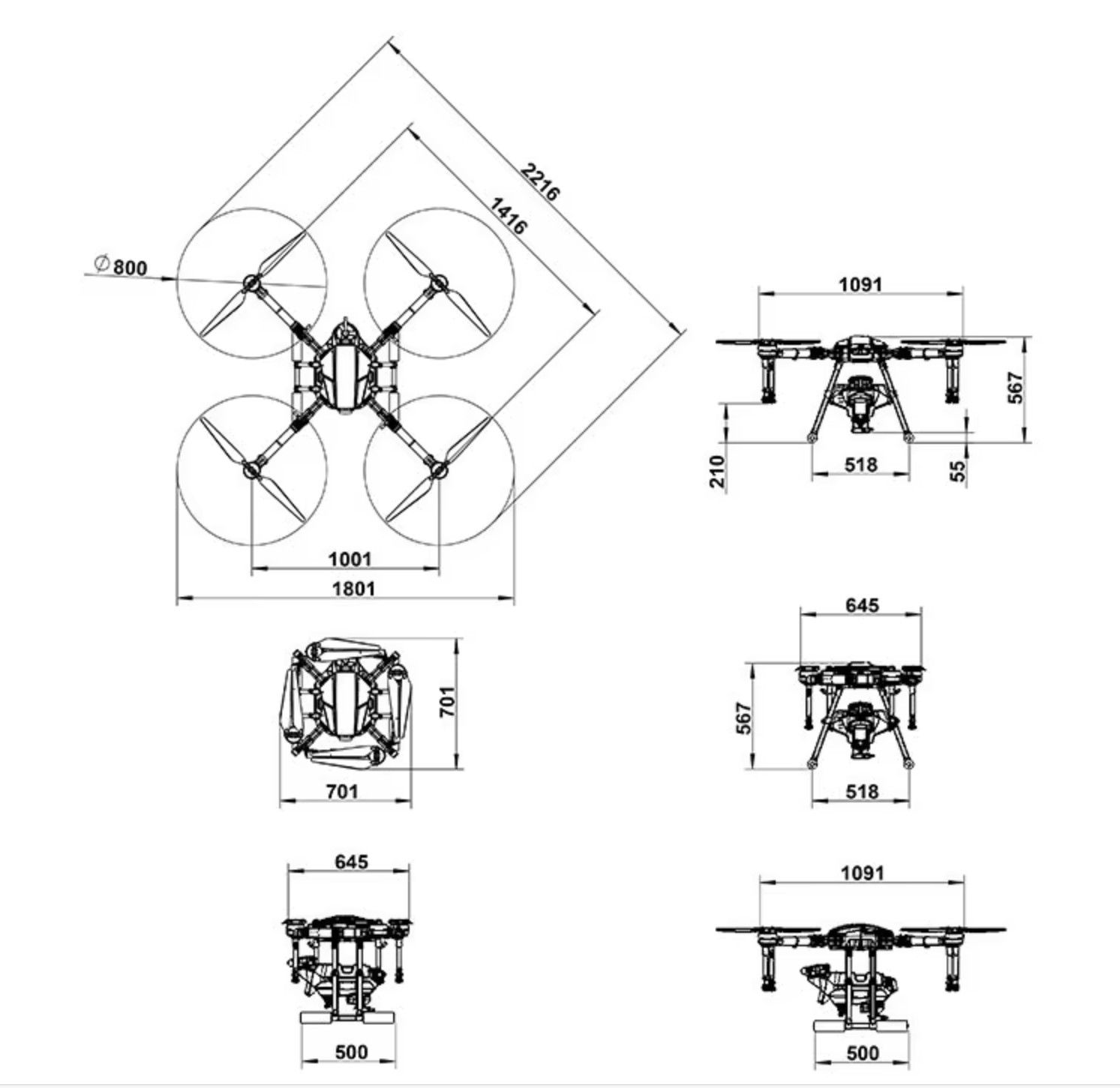 Plastic Multi-Rotor Sprayer Remote Control Drone Sprayer Battery Operated E410P/E416P/E610P/E616P Agric