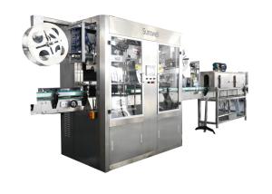 China 2 Heads Shrink Sleeve Bottle Labeling Machine With Steam Generator Shrink Tunnel wholesale