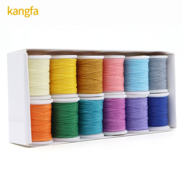 Waterproof Black 0.8mm 1mm 100% Polyester Flat Waxed Braided Thread For Leatherware
