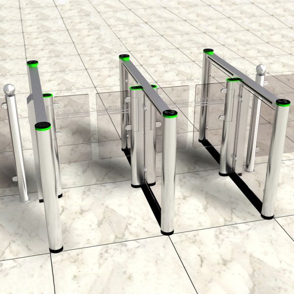High Speed Glass Swing Gate Biometric Access Control Turnstile for 45 People/min and AC220V Power Supply