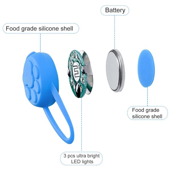 Waterproof Silicon Night Time Dog Collars Batteries Included Long Lasting Ultra Bright