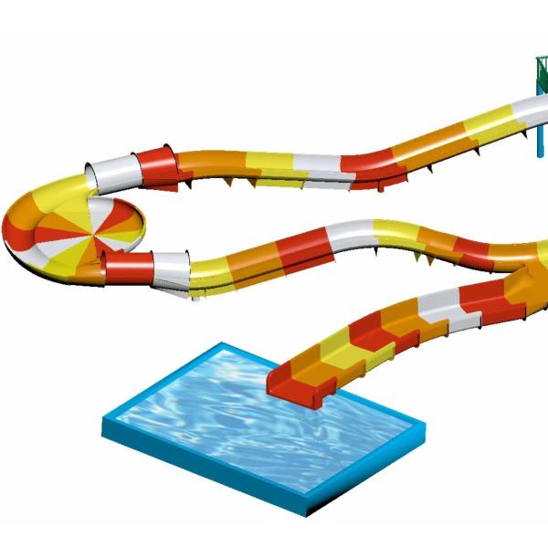 Quality Fiberglass Children Water Roller Coaster Slides Outdoor Pool Water Slide For Family With a Safety Height in Yellow for sale