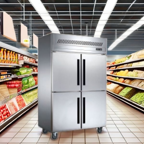 Commercial Single-Temperature Upright Refrigerator with 4 Glass Doors Big Capacity Cooling Chiller for Ice Cream & Bar Display