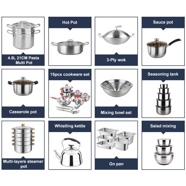 Restaurant SS410 Kitchen Soup Pots 16cm 18cm 20cm 22cm