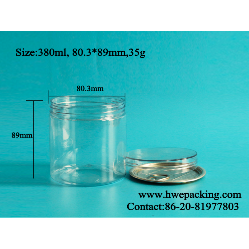 Transparent Airtight Plastic Cans Peanuts Wide Mouth Pet Round Ring Pull Eoe With Screw Cap