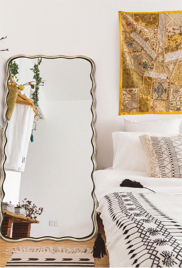 Decorative Bedroom Frameless Floor Length Mirror Wavy cheval