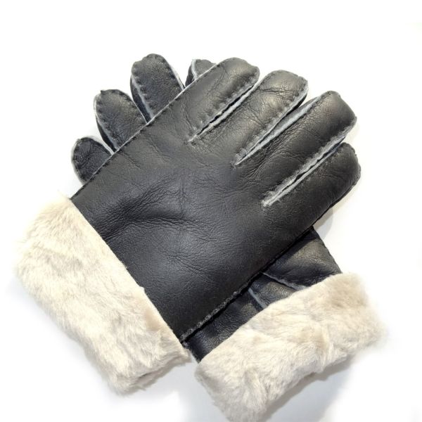 Wholesale Cheap Machine Sewing Stitching Lamb Fur Winter Warm Leather Gloves Men