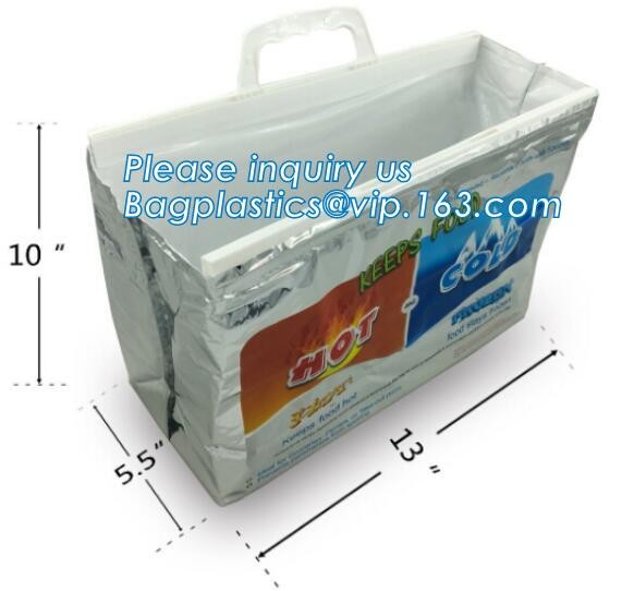 Custom Packing Aluminum Foil Zip-Lock Grocery Handle Thermal Insulation Cooler Bag For Outdoors,Promotional Insulated La