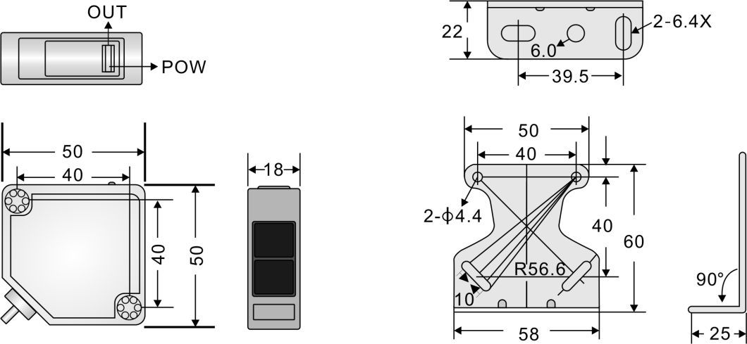Infrared Reflective Photocell Sensor with 7m Detection Range Used for Door Safety
