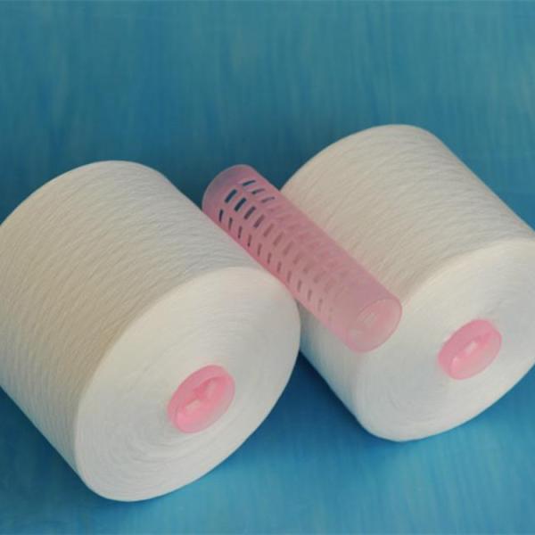 Quality 21s Recycled Polyester Spun Yarn , ISO9001 Sustainable Textured Polyester Thread for sale