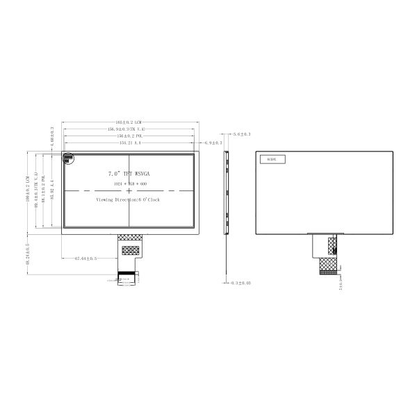 7 Inch TN TFT LCD Touch Display Module 1024×600 Industrial Grade with Touch Screen Optional