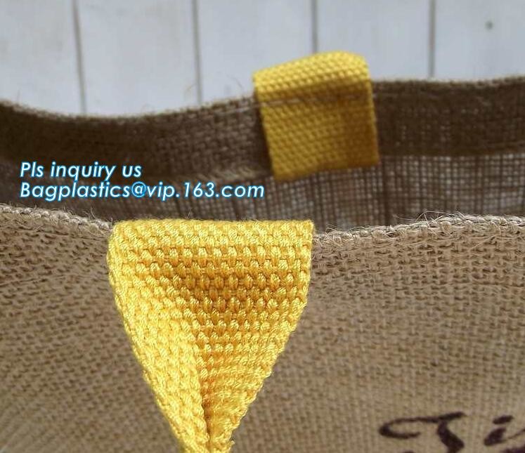 JUTE STORAGE BASKET WITH COTTON ROPE HANDLES,Burlap fabric jute toy storage basket for home storage organization bagease