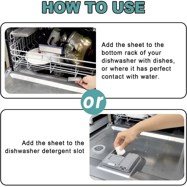 No Residue Dish Washing Sheets Dishwasher Cleaning Strips Softening Agents