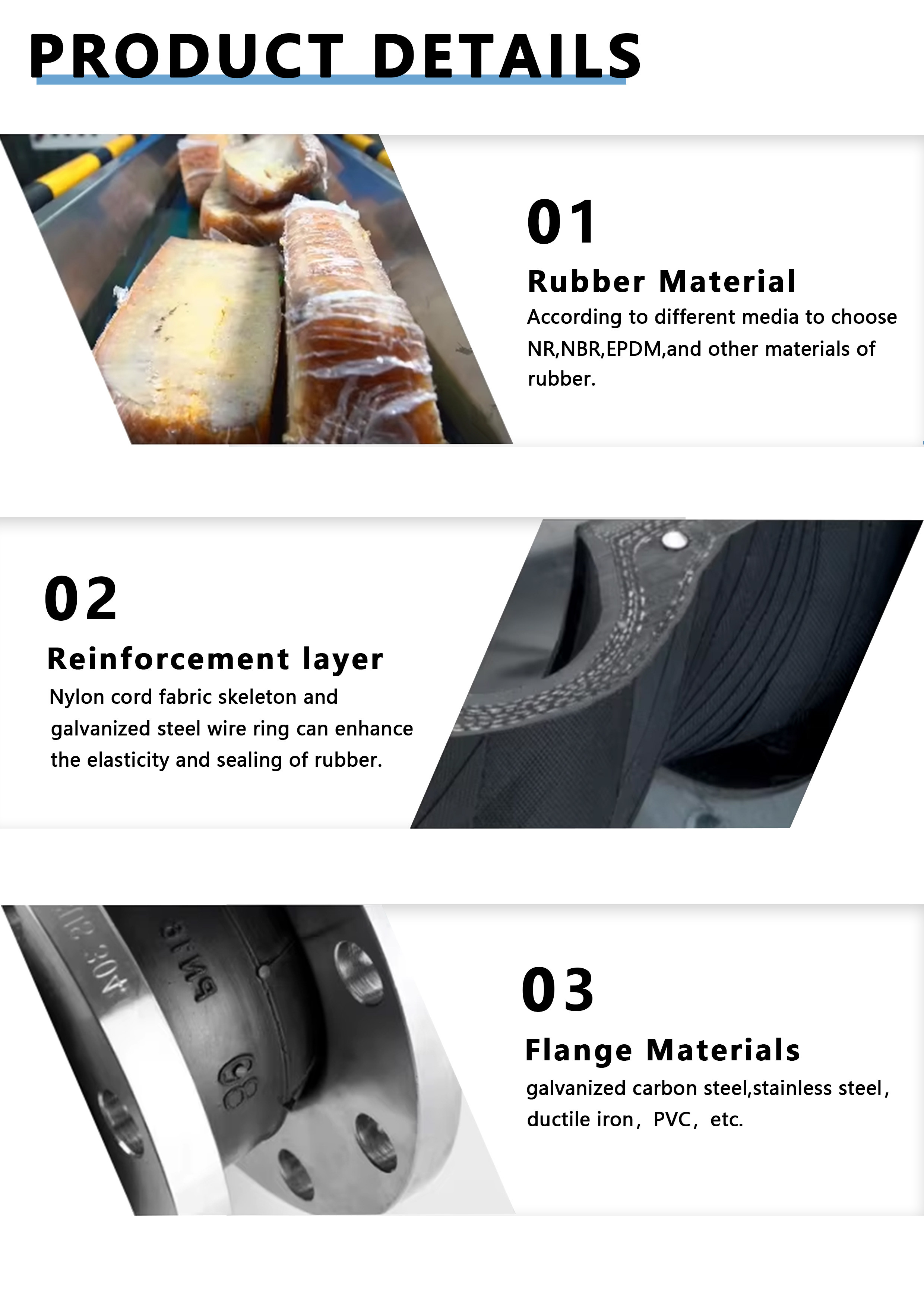 10° 15° Deflection Angle Large Diameter Rubber Expansion Joint