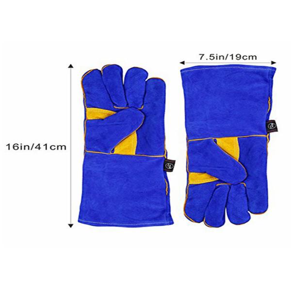 Blue Welding Work Gloves Wrist Stitching Reinforce For Hand Protection