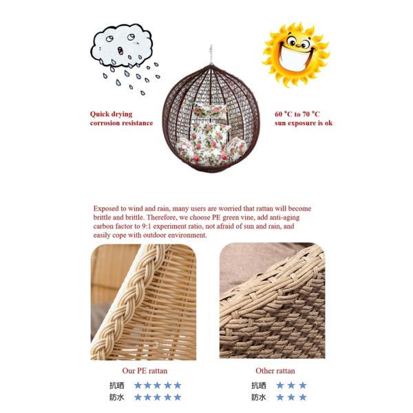 Modern Moon Shape Hammock Outdoor Rattan Garden Patio Swing Furniture Hanging Chair Darwin for Hotel Villa Courtyard