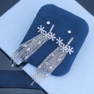 Polished S925 Snowflake Fringe Sterling Silver Tassel Earrings 1.5cm
