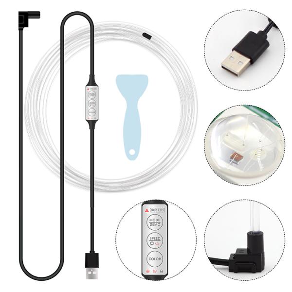 LED Car Interior Decorative Lamps Strips Atmosphere Lamp With Edge Color Cold Light