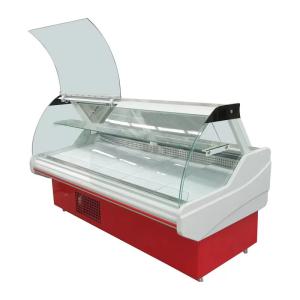 China Deli Display Refrigerator Fresh Meat Showcase Cabinet Meat Display Freezer With Curved Glass wholesale