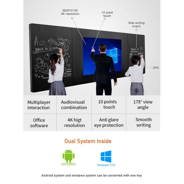 86 Inch 4K Smart Nano Blackboard with 10 Point IR Touch Panel for Interactive School Teaching