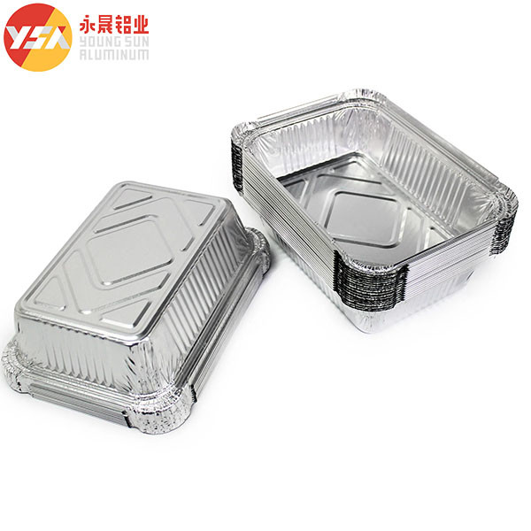 300ml Disposable Aluminum Foil Pan Rectangle Takeaway Food Packages Tinfoil Container With Lid