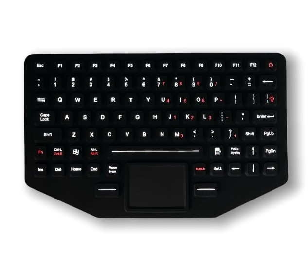 IP67 Industrial Silicon Rubber Backlit Keyboard waterproof Dustproof Mini Keyboard With Touchpad Front Panel Mounted -40℃