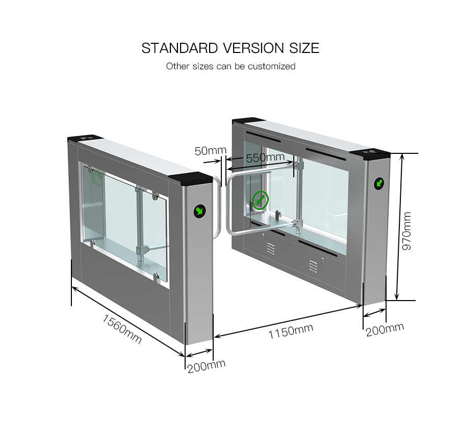 HCW Pedestrian Swing Turnstile Barrier Gate For Gym With Face Recognition